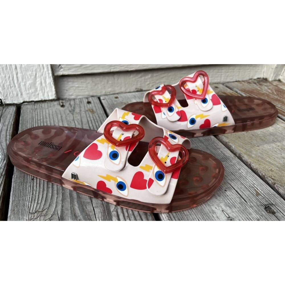Melissa X Capeto’s Women's 8 Slide Sandals Hearts Eyes